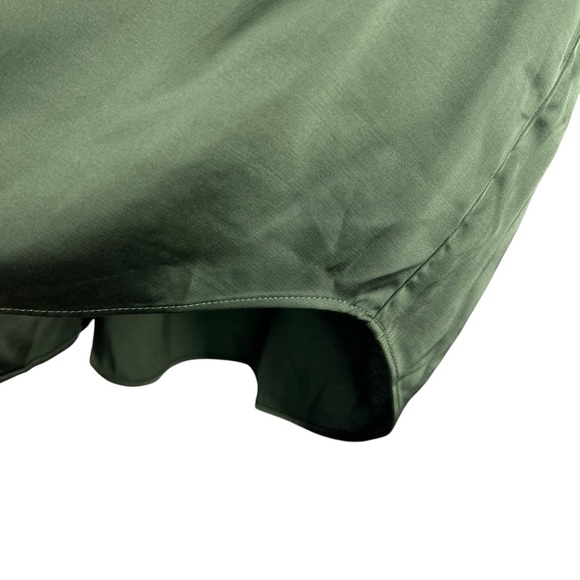 ABERCROMBIE & FITCH Green Satin Collared Button Down Blouse Oversized Size Small - Picture 5 of 7